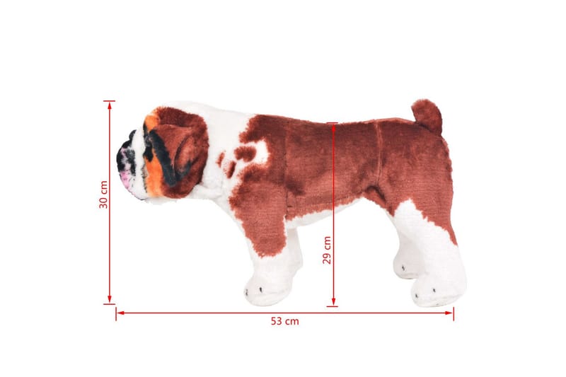 Stående leksakshund bulldog plysch vit och brun XXL - Vit - Barnrumsinredning & leksaker - Mjukleksaker & gosedjur