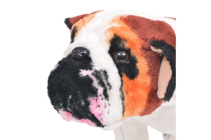 Stående leksakshund bulldog plysch vit och brun XXL - Vit - Barnrumsinredning & leksaker - Mjukleksaker & gosedjur