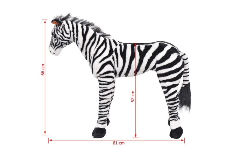 Stående leksakszebra plysch svart och vit XXL - Svart - Barn & bebis - Barnrumsinredning & leksaker