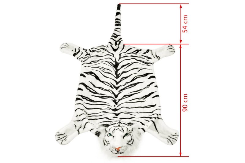 Tigermatta plysch 144 cm vit - Vit - Barnrumsinredning & leksaker - Barnmattor