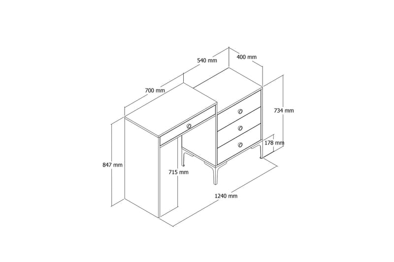 AMEIAS Sminkbord 124x84,7 cm Brun - Bord - Sminkbord