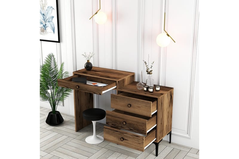 Ameias Sminkbord 124x84,7 cm Brun - Hanah Home - Möbler - Bord - Sminkbord