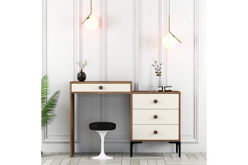 AMEIAS Sminkbord 124x84,7 cm Brun/Beige - Möbler - Bord - Sminkbord