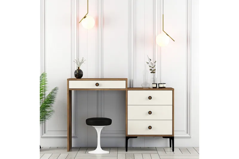 Ameias Sminkbord 124x84,7 cm Brun/Beige - Hanah Home - Möbler - Bord - Sminkbord