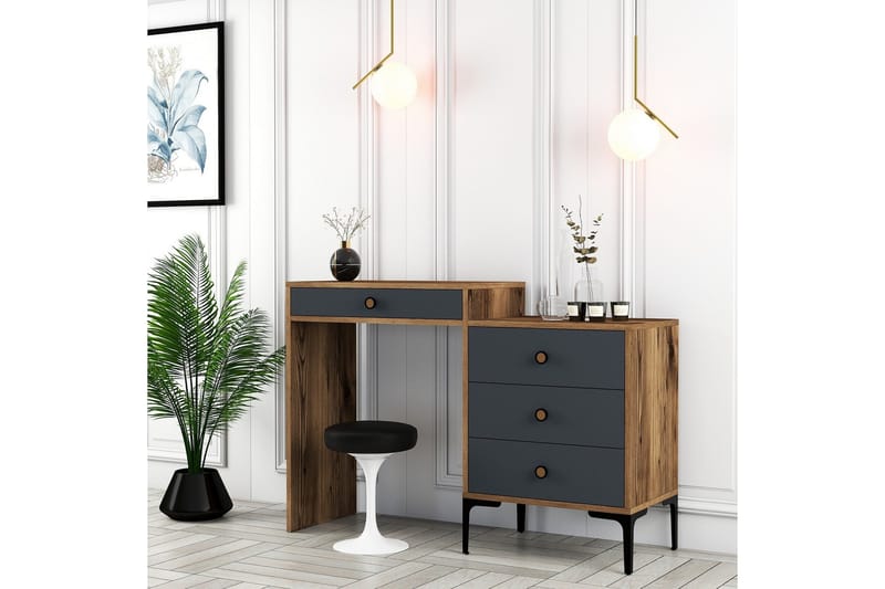 Ameias Sminkbord 124x84,7 cm Brun/Svart - Hanah Home - Möbler - Bord - Sminkbord