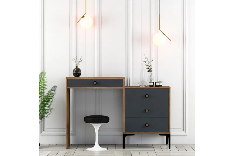 Ameias Sminkbord 124x84,7 cm Brun/Svart - Hanah Home - Möbler - Bord - Sminkbord