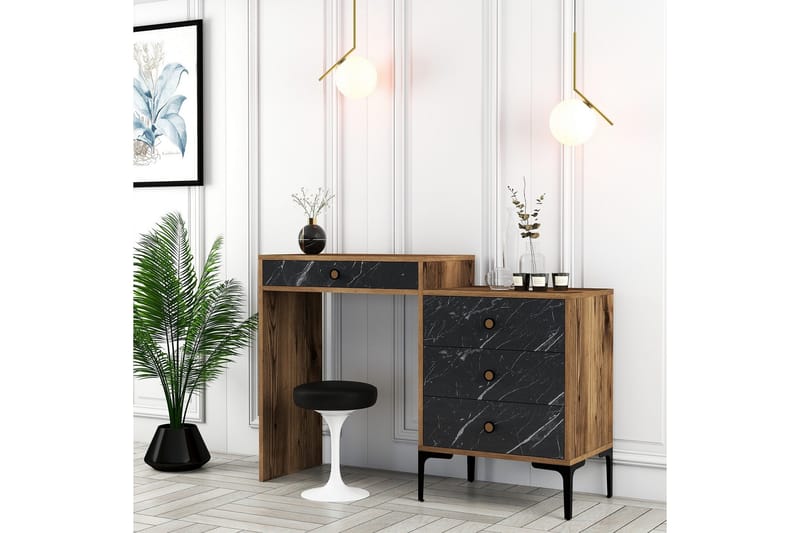 Ameias Sminkbord 124x84,7 cm Brun/Svart - Hanah Home - Möbler - Bord - Sminkbord