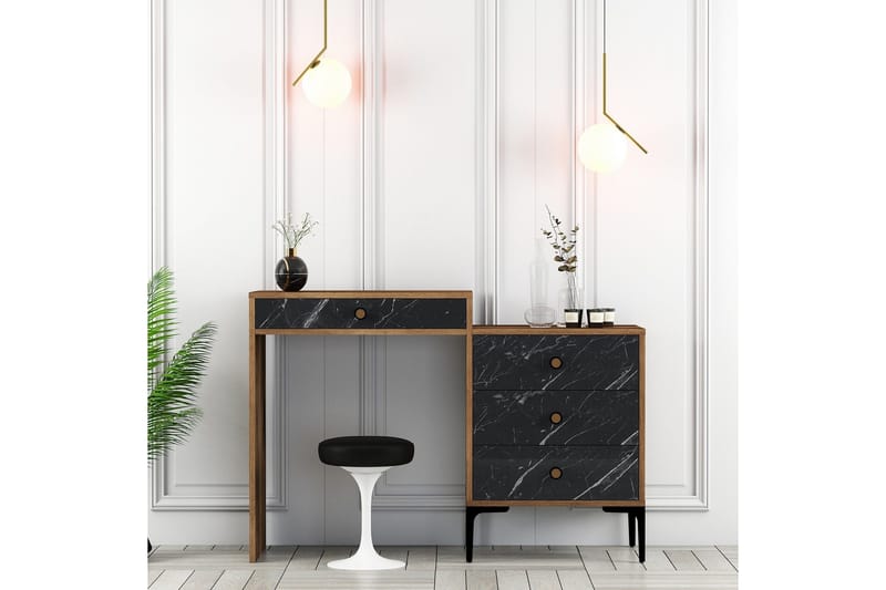 Ameias Sminkbord 124x84,7 cm Brun/Svart - Hanah Home - Möbler - Bord - Sminkbord