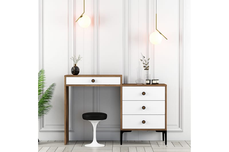 AMEIAS Sminkbord 124x84,7 cm Brun/Vit - Möbler - Bord - Sminkbord
