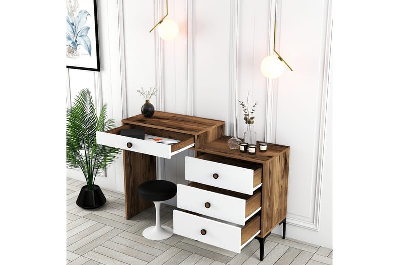 Ameias Sminkbord 124x84,7 cm Brun/Vit - Hanah Home - Möbler - Bord - Sminkbord