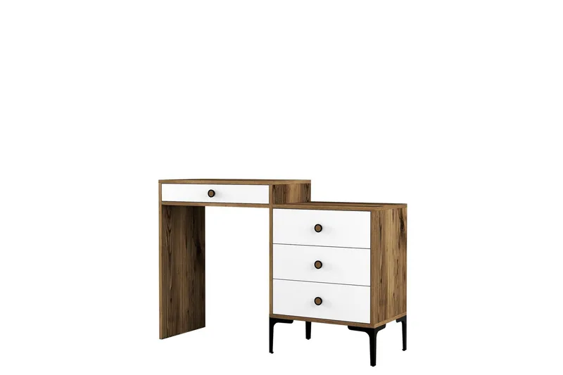 Ameias Sminkbord 124x84,7 cm Brun/Vit, Hanah Home