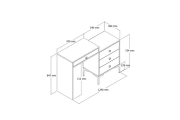 Ameias Sminkbord 124x84,7 cm Brun/Vit - Hanah Home - Möbler - Bord - Sminkbord