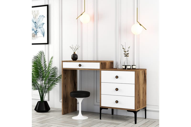 Ameias Sminkbord 124x84,7 cm Brun/Vit - Hanah Home - Möbler - Bord - Sminkbord