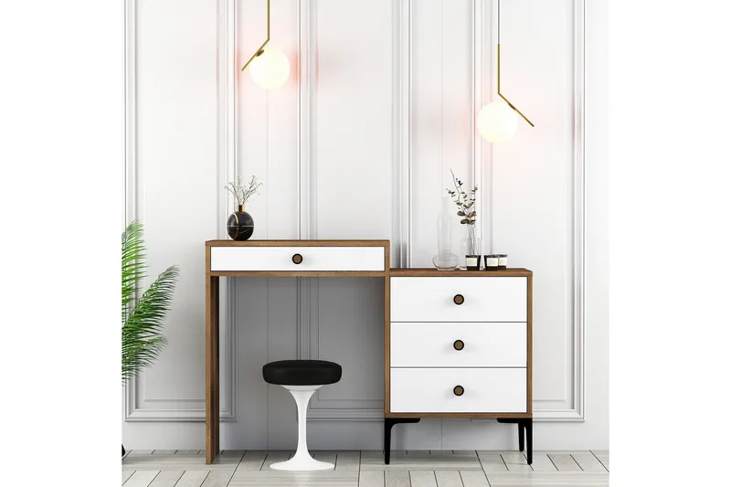 Ameias Sminkbord 124x84,7 cm Brun/Vit - Hanah Home - Möbler - Bord - Sminkbord