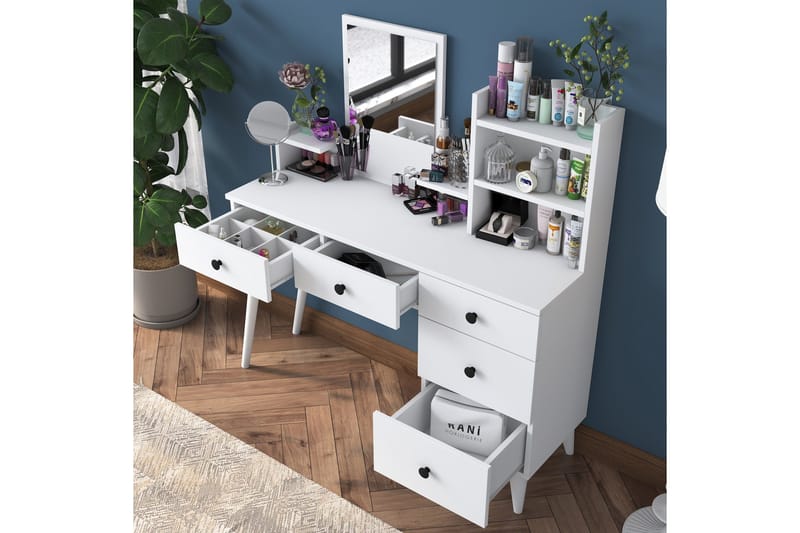 Junji Sminkbord 118,2x93,8 cm Vit - Hanah Home - Möbler - Bord - Sminkbord