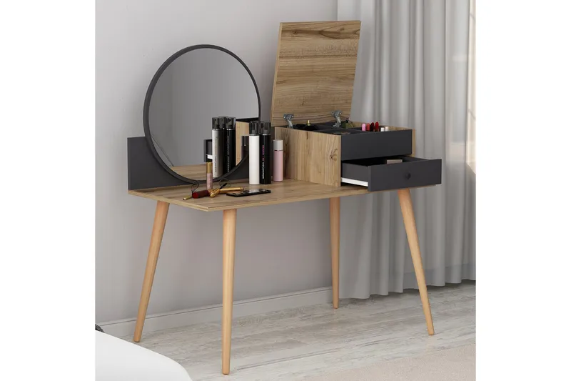 Straat Sminkbord 120x96 cm Svart/Brun - Hanah Home - Möbler - Bord - Sminkbord