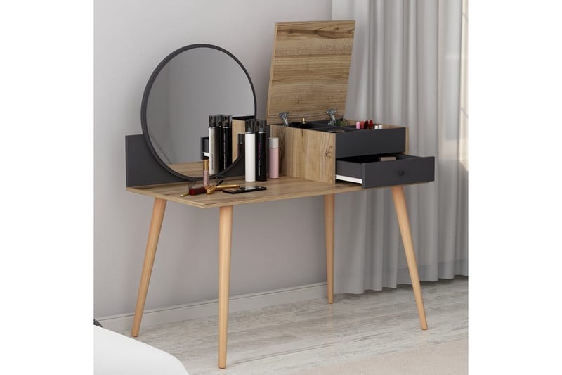 Straat Sminkbord 120x96 cm Svart/Brun - Hanah Home - Möbler - Bord - Sminkbord