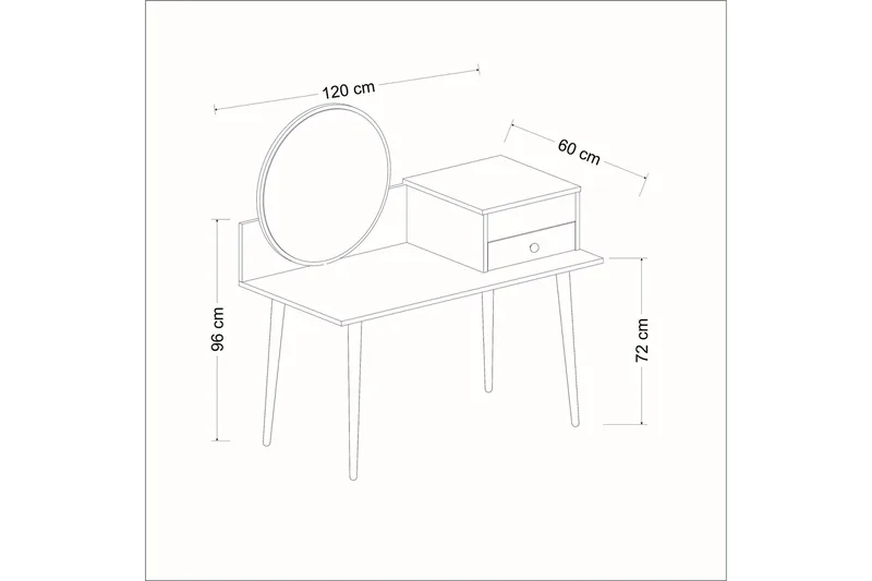 Straat Sminkbord 120x96 cm Svart/Brun - Hanah Home - Möbler - Bord - Sminkbord