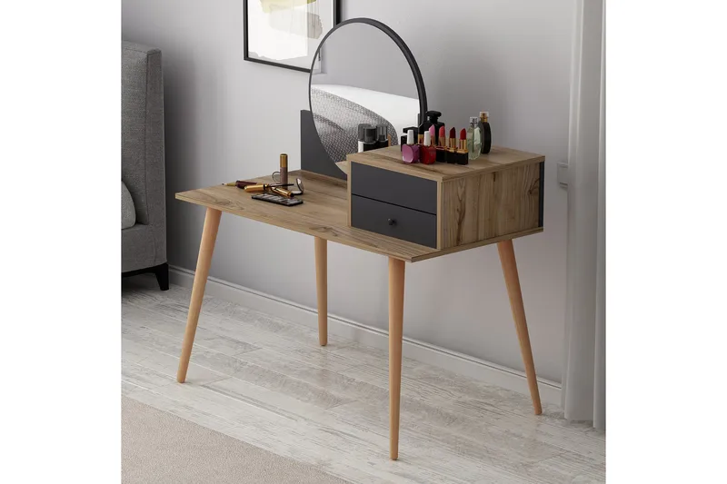 Straat Sminkbord 120x96 cm Svart/Brun - Hanah Home - Möbler - Bord - Sminkbord