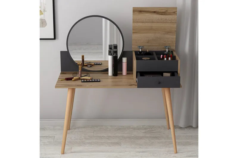 Straat Sminkbord 120x96 cm Svart/Brun - Hanah Home - Möbler - Bord - Sminkbord