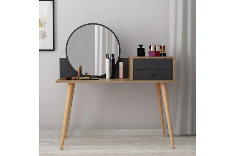 Straat Sminkbord 120x96 cm Svart/Brun - Hanah Home - Möbler - Bord - Sminkbord