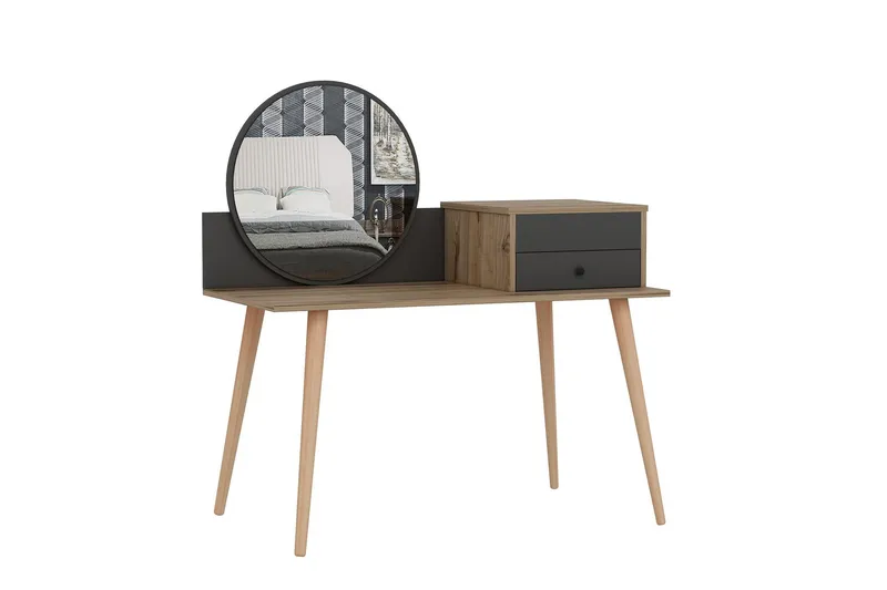 Straat Sminkbord 120x96 cm Svart/Brun - Hanah Home - Möbler - Bord - Sminkbord