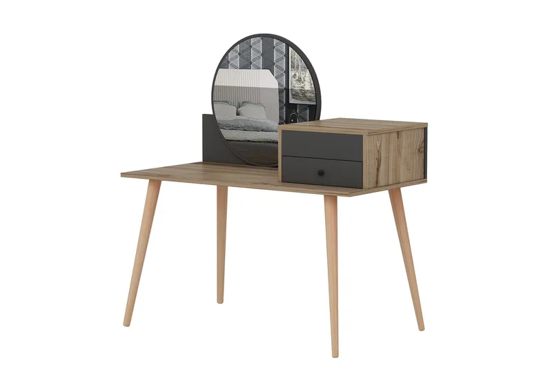 Straat Sminkbord 120x96 cm Svart/Brun - Hanah Home - Möbler - Bord - Sminkbord