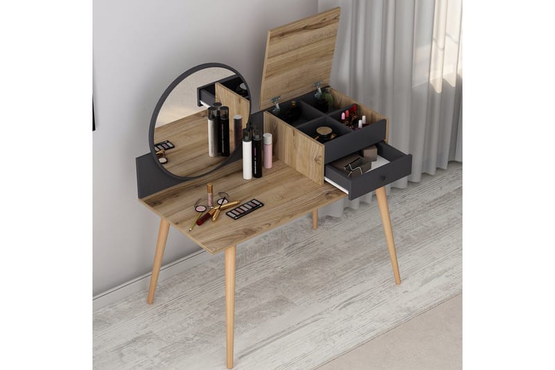 Straat Sminkbord 120x96 cm Svart/Brun - Hanah Home - Möbler - Bord - Sminkbord