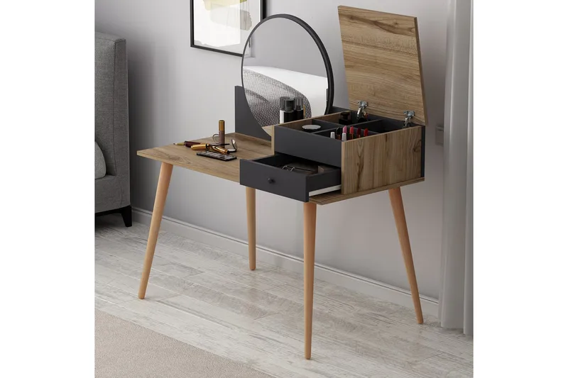 Straat Sminkbord 120x96 cm Svart/Brun - Hanah Home - Möbler - Bord - Sminkbord