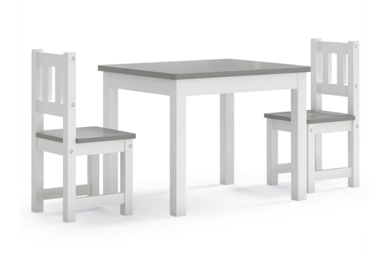 Barnbord och stolar 3 delar vit och grå MDF - Vit - Barnrum - Barnbord