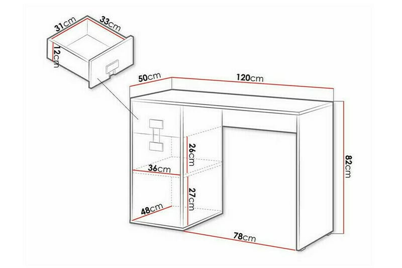 Castlebay Barnskrivbord 82 cm Grå - Barn & bebis - Barnmöbler - Barnbord