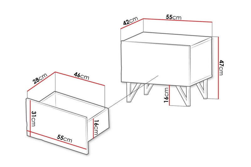 Glenndale Barnsängbord 47 cm Svart - Sängbord barn & nattduksbord barn - Barnrum - Barnbord