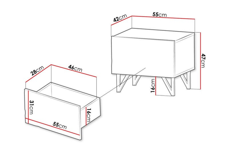 Glenndale Barnsängbord 47 cm Vit - Sängbord barn & nattduksbord barn - Barnrum - Barnbord