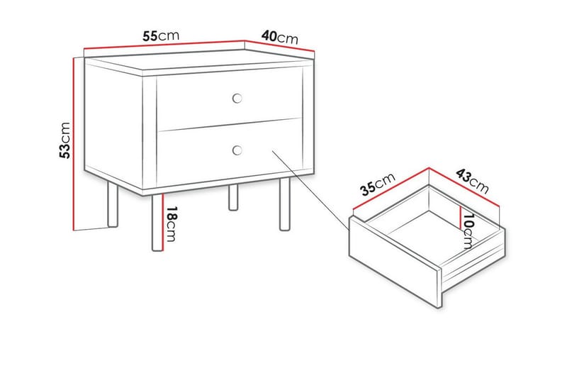 Glenndale Barnsängbord 53 cm Vit - Barn & bebis - Barnmöbler - Barnbord - Sängbord barn & nattduksbord barn