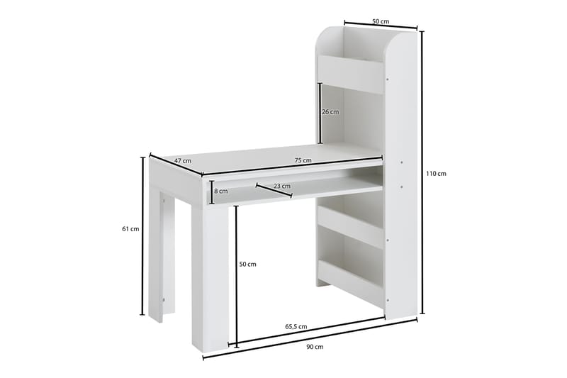 KACHOUR Barnskrivbord 90 cm Rektangulär Vit - Barnrum - Barnbord - Skrivbord barn