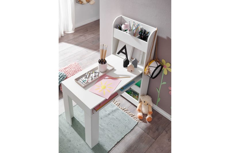 KACHOUR Barnskrivbord 90 cm Rektangulär Vit - Barnrum - Barnbord - Skrivbord barn