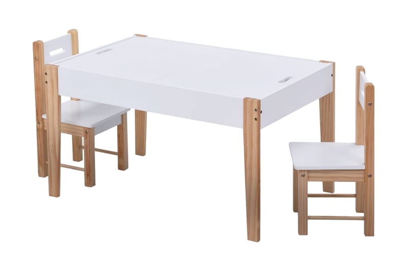 Matbord och stolar för barn 3 delar griffeltavla svart och v - Vit - Barnrum - Barnbord