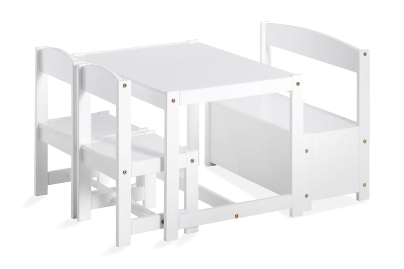 MATHILDE Barnbord med Bänk och 2 Stolar Vit - Barnbord - Barnrum