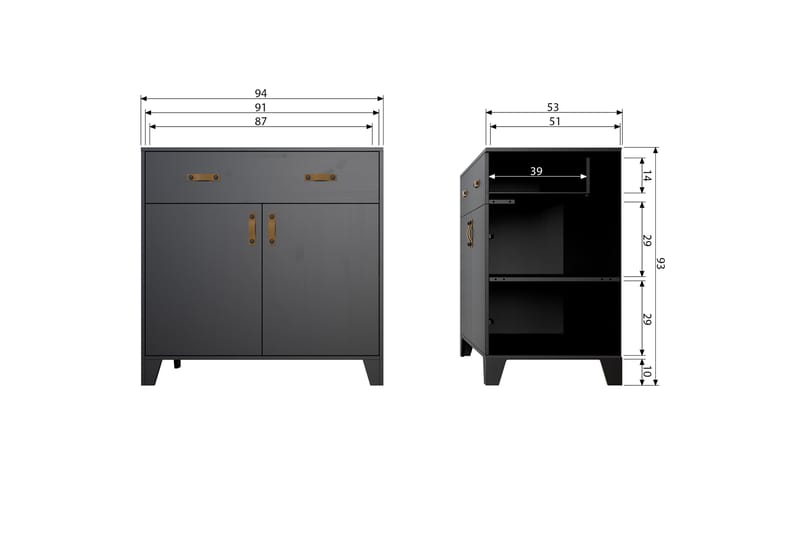 FINDOW Skötbädd 94 cm Svart - Svart - Barn & bebis - Barnmöbler - Barnbord - Skötbord - Skötbord byrå