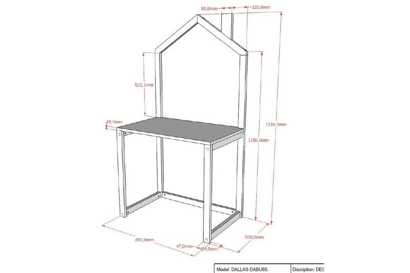 Skrivbord Dallas Antracit - Antracit - Barn & bebis - Barnmöbler - Barnbord