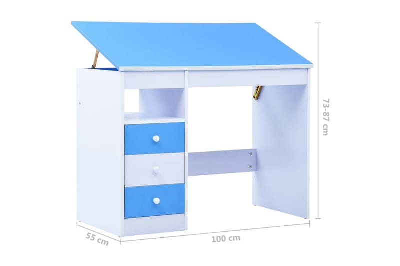 Skrivbord för barn lutbart blå och vit - Blå - Barn & bebis - Barnmöbler - Barnbord
