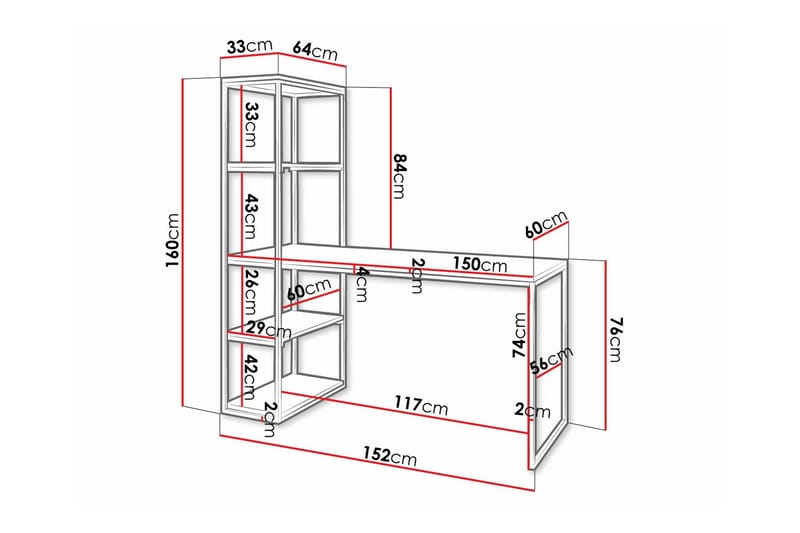 Wardner Barnskrivbord 76 cm Svart - Barnrum - Barnbord - Skrivbord barn