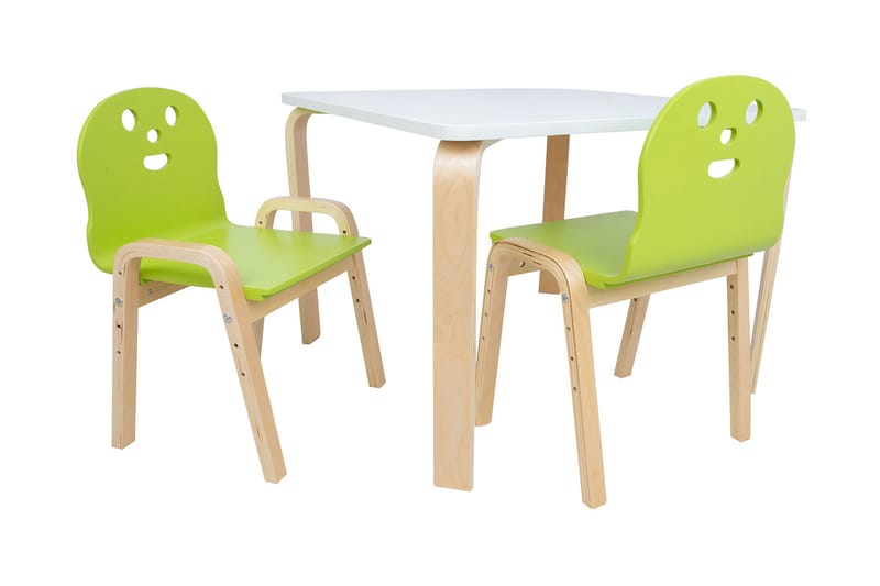 HAPPY Barnbord 2 Stollla Vit/Grön - Barnbord och stolar