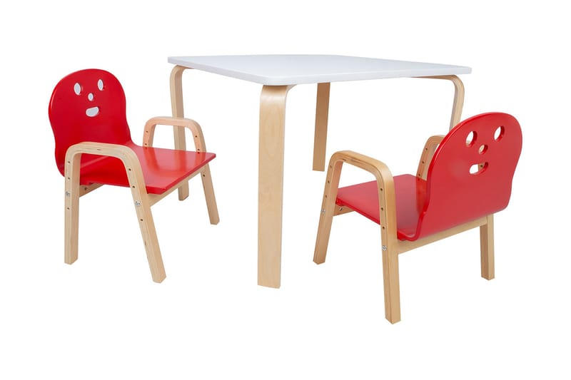 HAPPY Barnbord 2 Stollla Vit/Röd - Barnbord och stolar