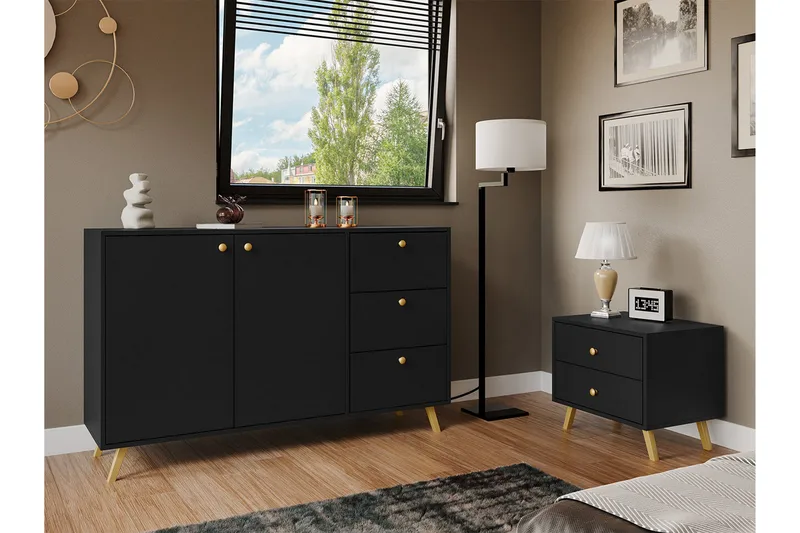 Emyvale Möbelset För Barnrum - Svart - Barn & bebis - Barnmöbler - Barnmöbelset - Sovrumsset barn