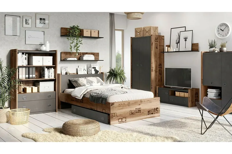 Rathmore Möbelset För Barnrum - Grå - Barn & bebis - Barnmöbler - Barnmöbelset - Sovrumsset barn