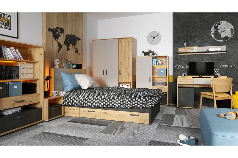 Rathmore Möbelset För Barnrum - Svart - Barn & bebis - Barnmöbler - Barnmöbelset - Sovrumsset barn