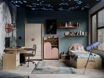 Zarek Sovrumsmöbelset - brun, beige och rosa - Barn & bebis - Barnmöbler - Barnmöbelset - Sovrumsset barn