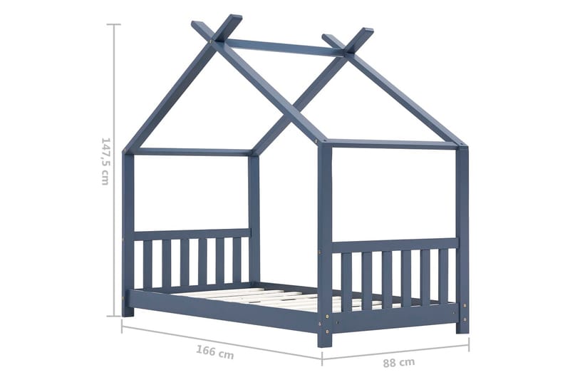 Barnsäng grå massiv furu 80x160 cm - Grå - Barnsäng & juniorsäng - Enkelsäng barn - Barnrum