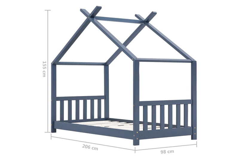 Barnsäng grå massiv furu 90x200 cm - Grå - Barn & bebis - Barnmöbler - Barnsäng & juniorsäng